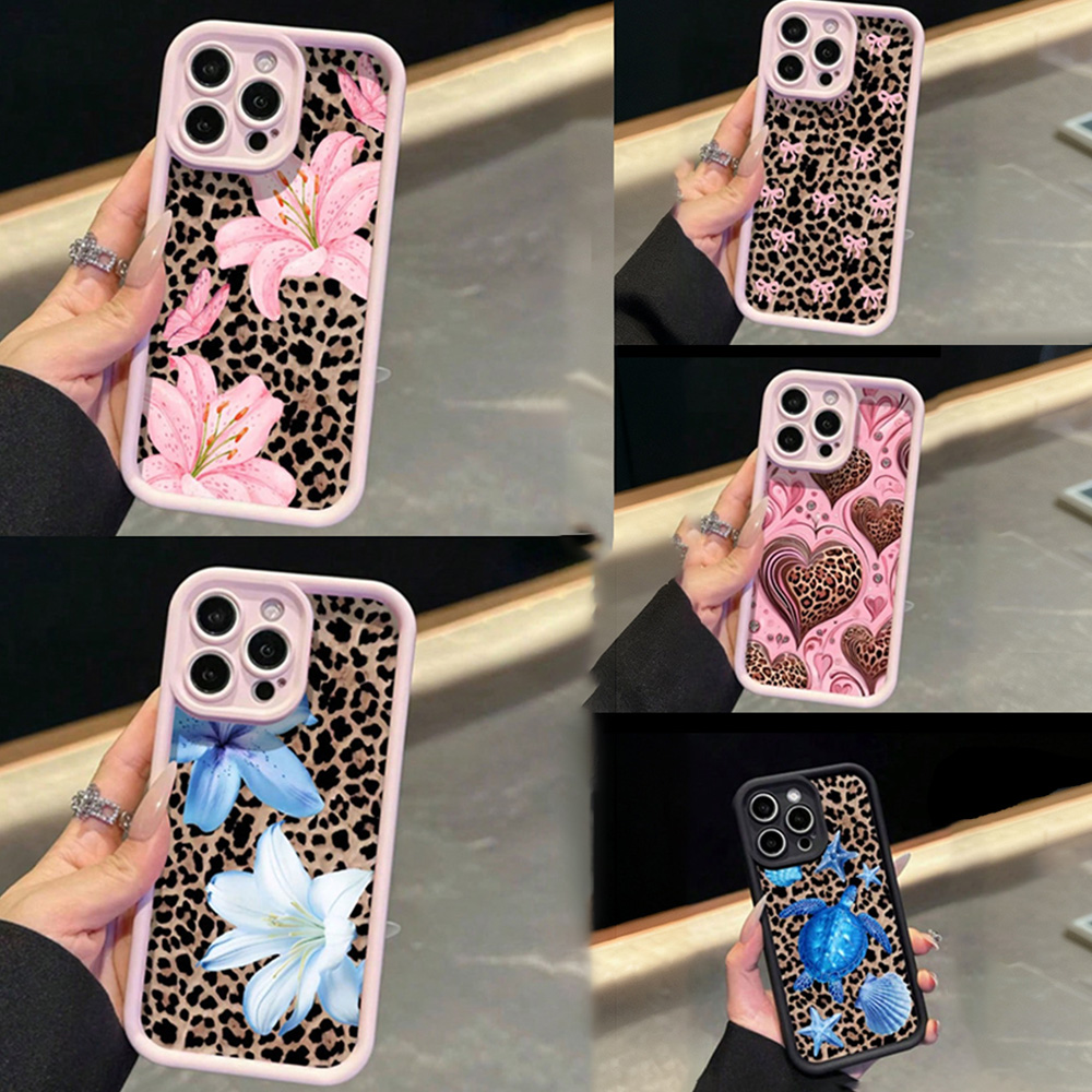 Phone Cases Pink - Pembe Fiyonk Zambak Çiçeği Leopar Desenli