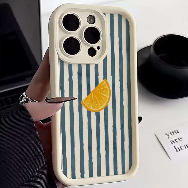 Phone Cases Mous - Çizgili Limon Dilimi Desenli Telefon Kılıfı