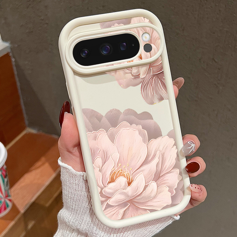 Phone Cases Pixel 10 - Pembe Çiçek Desenli Yumuşak TPU Telefon