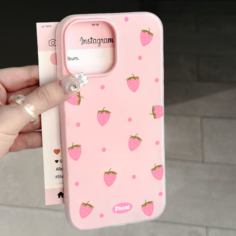 Tatlı Pembe Çilek Desenli Tele - Phone Cases Pink incelemesi ve fiyatı